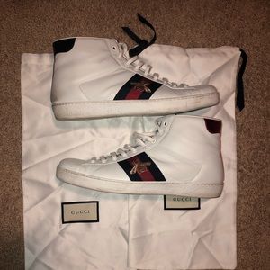 Gucci White Bee High Tops